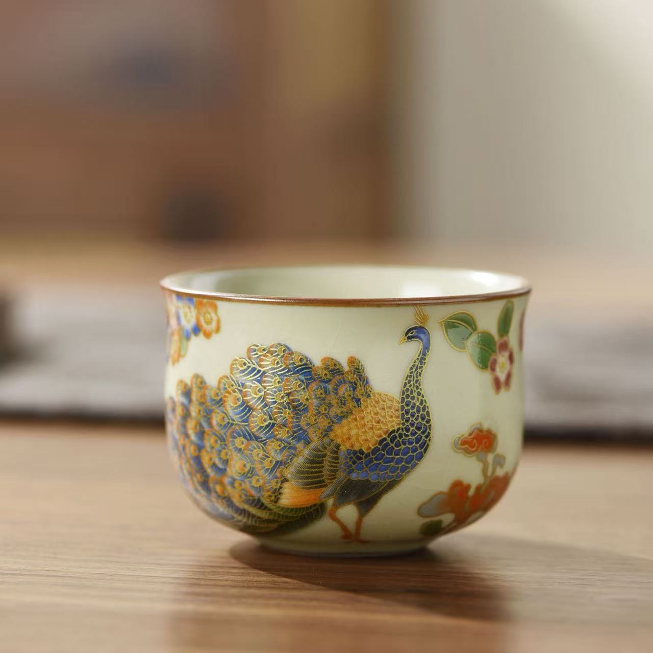 Peacock Ceramic Teacup