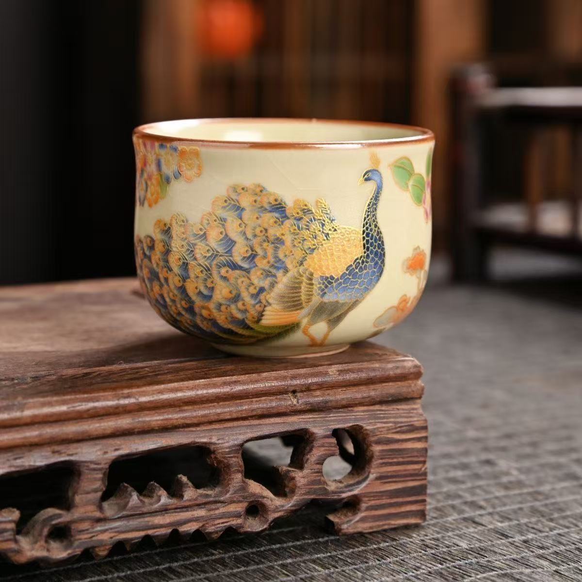 Peacock Ceramic Teacup