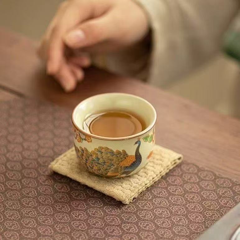 Peacock Ceramic Teacup