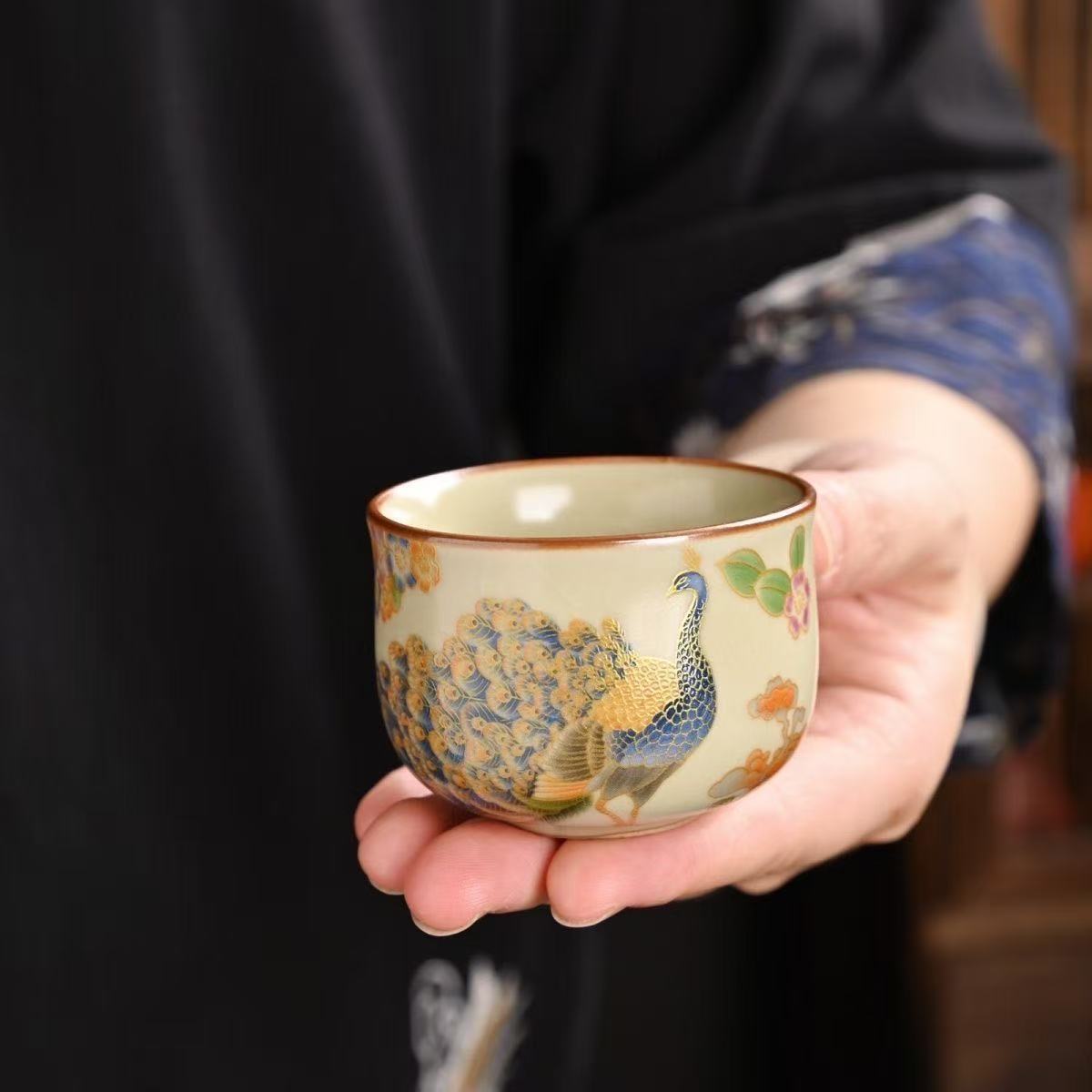 Peacock Ceramic Teacup
